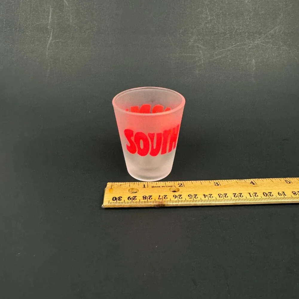 Vintage South of the Border Frosted Shot‎ Glass Neon Hot Pink Bar Made in Taiwan